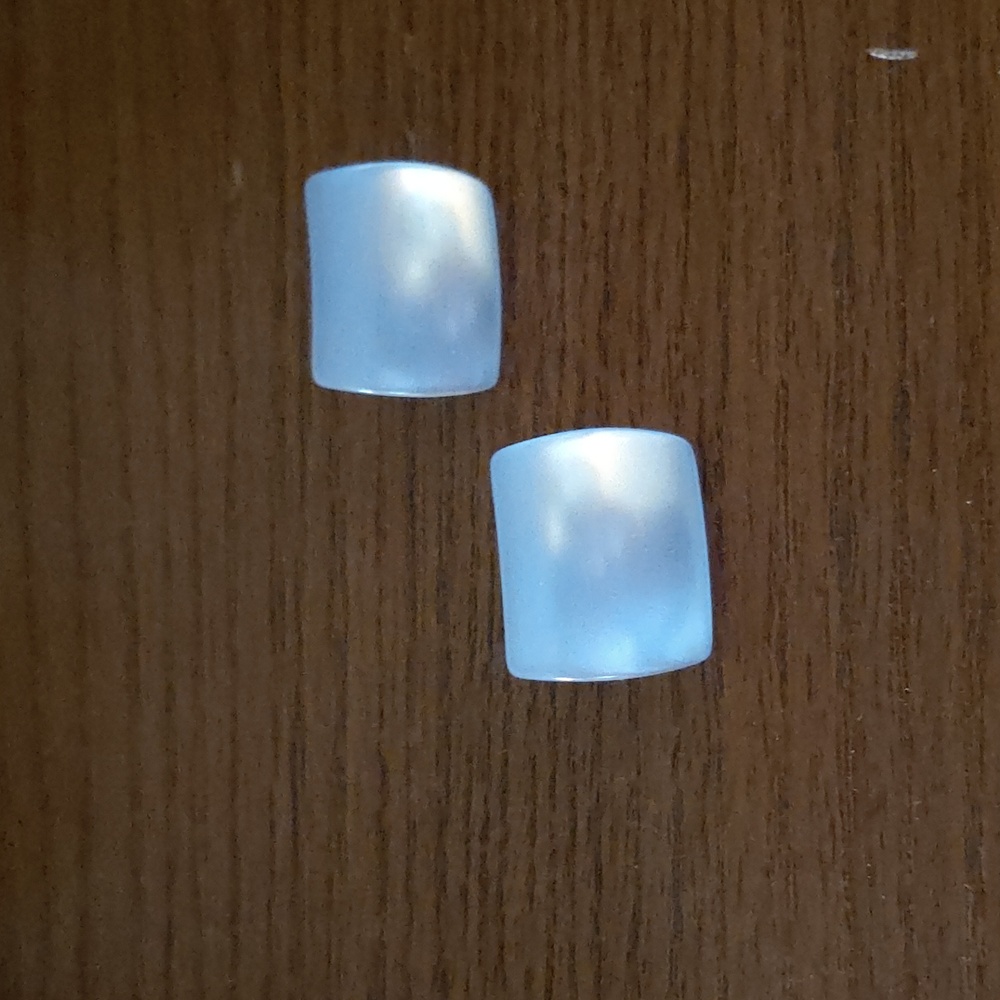 RICHELIEU LUCITE MOON GLOW SQUARE POWDER BLUE MID CENTURY CLIP ON EARRINGS